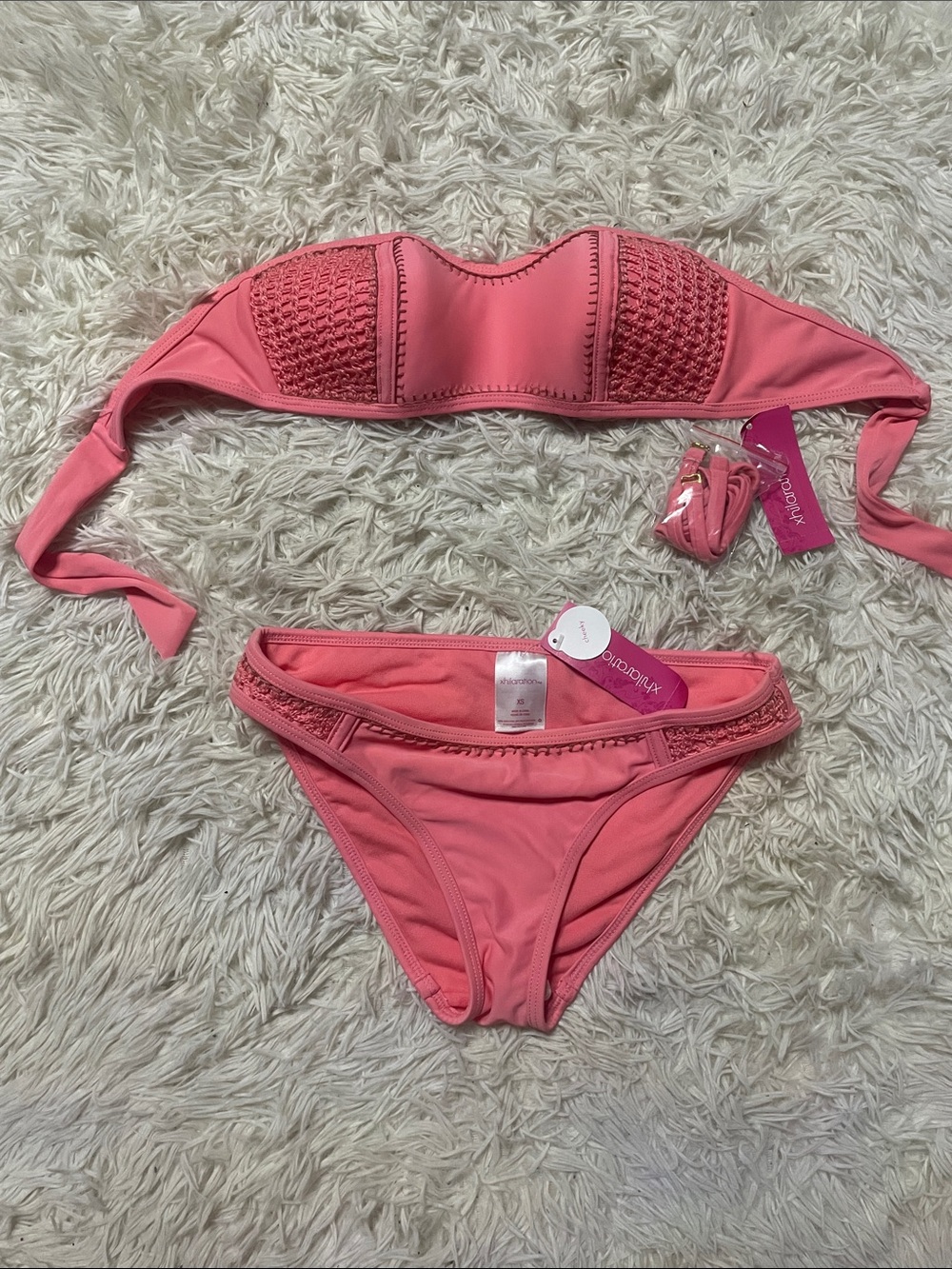 Crochet Detail Strapless Bikini Set NWT